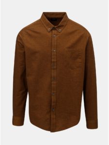 Hnedá pánska košeľa s náprsným vreckom Burton Menswear London Rust Oxford