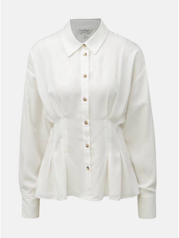 Biela košeľa s nazberaným pásom Miss Selfridge