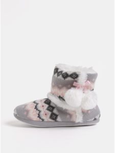 Bielo–ružové papuče s brmbolcom a vnútornou umelou kožušinkou Dorothy Perkins Bootie