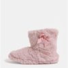 Ružové chlpaté papuče s mašľou Dorothy Perkins