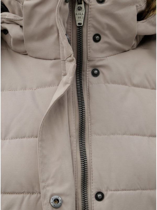 Béžový dámsky zimný prešívaný nepremokavý kabát s umelou kožušinkou killtec Hawana