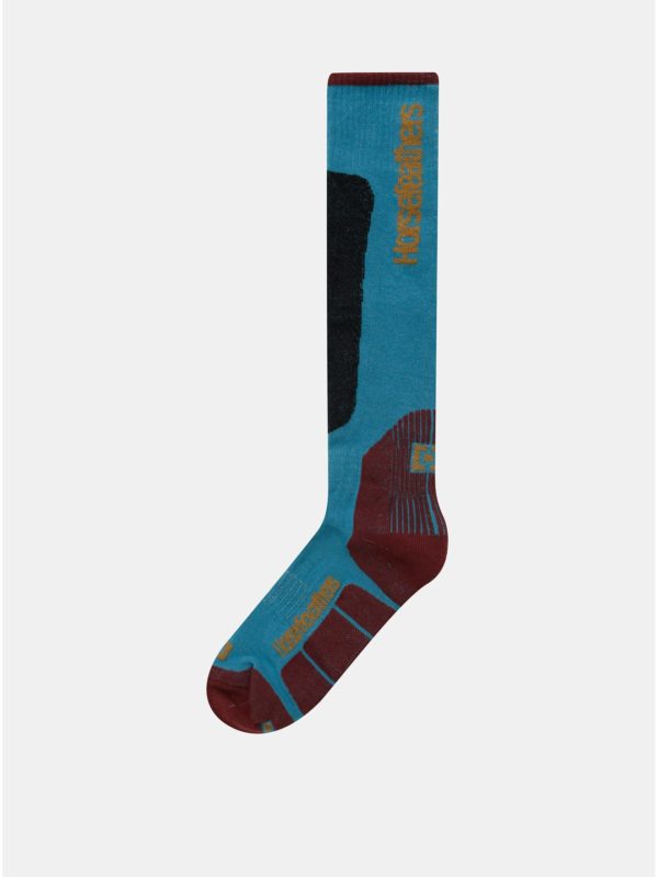 Vínovo–modré pánske snowboardové ponožky Horsefeathers Caleb Thermolite