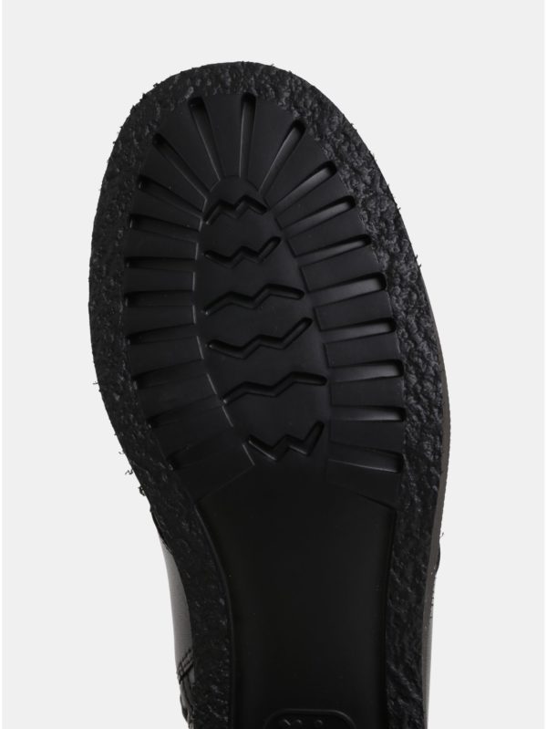 Čierne dámske kožené členkové topánky na podpätku Camper Wonder