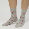 Sivé dámske ponožky s motívom plameniakov ZOOT
