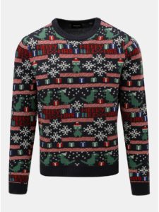 Tmavomodrý sveter s vianočným motívom ONLY & SONS Xmas
