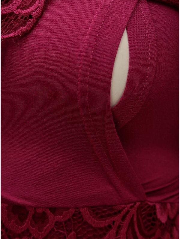 Ružové tehotenské čipkované šaty vhodné na dojčenie Mama.licious Mivane