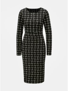 Čierne vzorované puzdrové šaty s mašľou Smashed Lemon