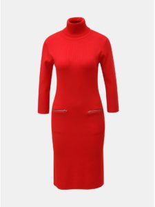 Červené svetrové šaty s rolákom Smashed Lemon