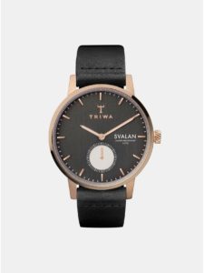 Dámske hodinky s čiernym koženým remienkom TRIWA Noir Svalan
