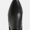 Čierne kožené členkové topánky na podpätku DKNY Waylen
