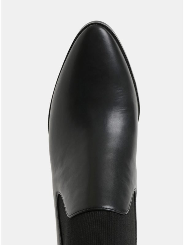 Čierne kožené členkové topánky na podpätku DKNY Waylen