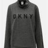 Sivá melírovaná mikina so zipsom na rukáve DKNY