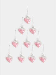 Balenie dvanástich vianočných ozdôb v ružovej farbe v tvare sŕdc Sass & Belle Confetti Sequin Baubles