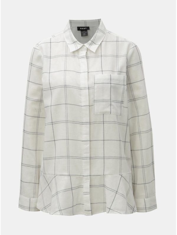 Biela kockovaná košeľa DKNY Button