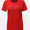 Červené tričko s logom z flitrov DKNY Sequin