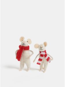 Vianočná dekorácia v tvare dvoch myšiek Sass & Belle Family Christmas Mice