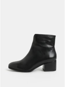 Čierne dámske kožené členkové topánky na nízkom podpätku Vagabond Daisy