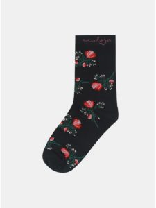 Tmavomodré dámske kvetované ponožky Maloja Schlattain