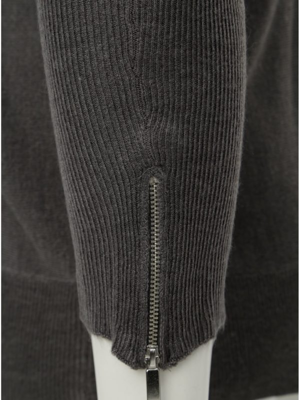 Sivý dámsky sveter so zipsom na rukávoch Dorothy Perkins Curve Jumper