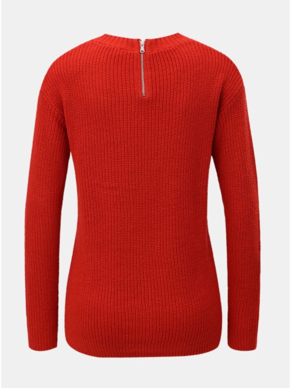 Červený sveter so zipsom na chrbte Dorothy Perkins