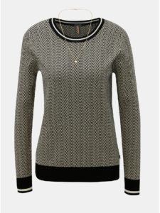 Béžovo–čierny tenký vzorovaný sveter s retiazkou Scotch & Soda
