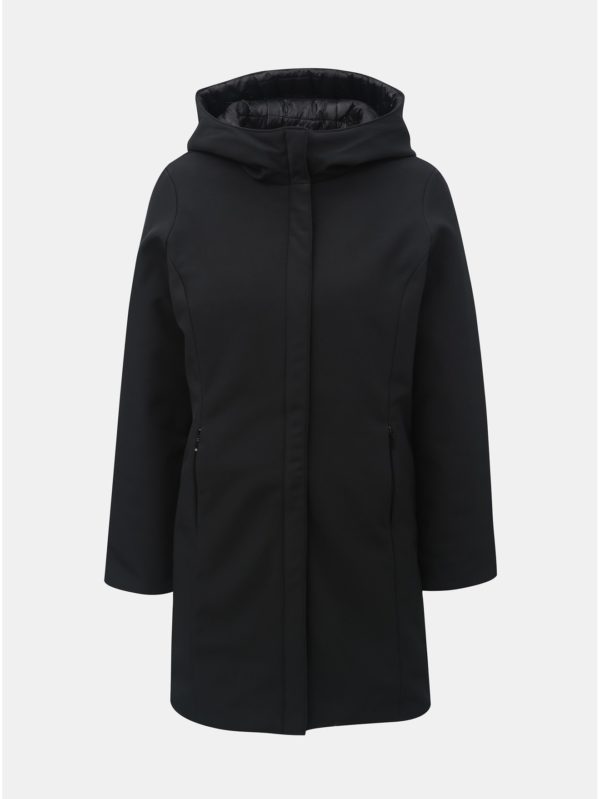 Čierny obojstranný kabát s kapucňou VERO MODA Reversible