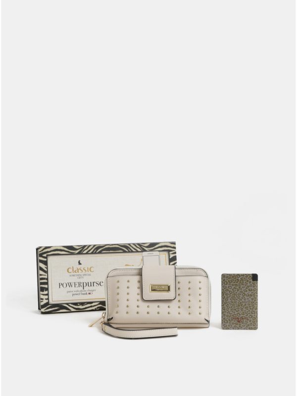Krémová peňaženka s powerbankou 2000 mAh v darčekovom balení Something Special