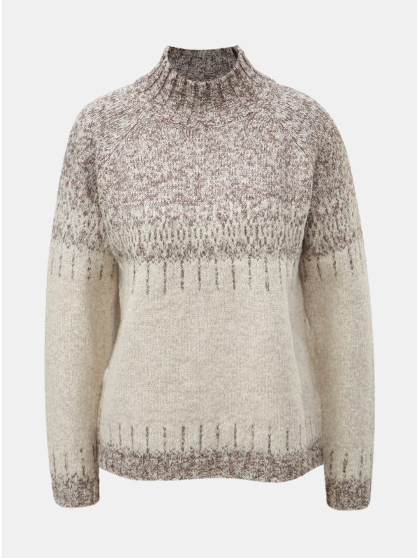 Béžovo–krémový vzorovaný sveter s rolákom ONLY Arlene