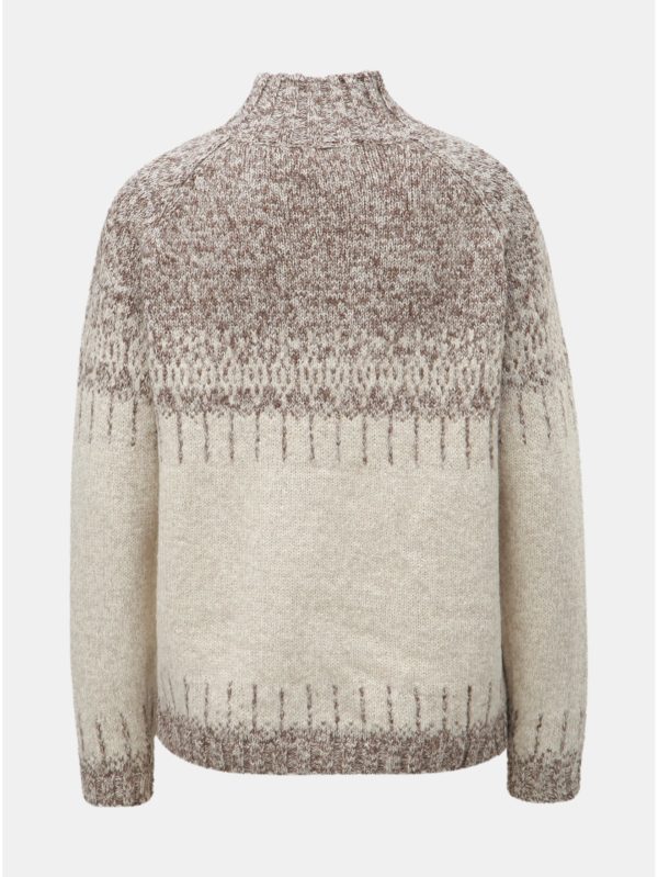 Béžovo–krémový vzorovaný sveter s rolákom ONLY Arlene