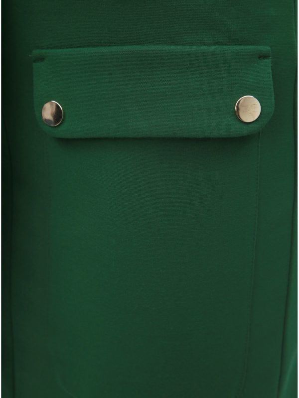 Zelená puzdrová sukňa s vreckami a opaskom Dorothy Perkins
