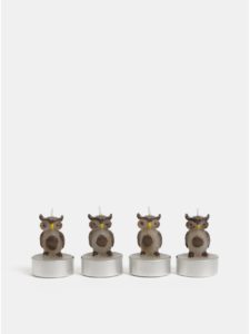 Balenie štyroch hnedých čajových sviečok v tvare sovy Kaemingk