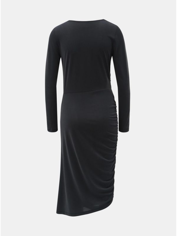 Čierne asymetrické šaty s riasením na boku Selected Femme Helen