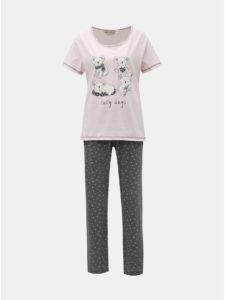 Sivo–ružové dvojdielne pyžamo s motívom koaly Dorothy Perkins