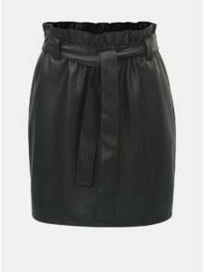Čierna koženková sukňa s gumou v páse ONLY Coc