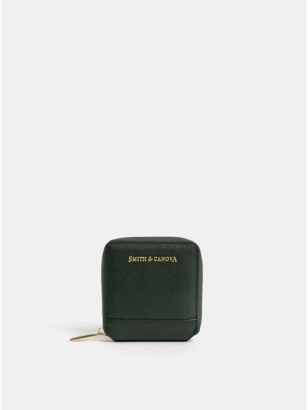 Tmavozelená kožená malá peňaženka Smith & Canova