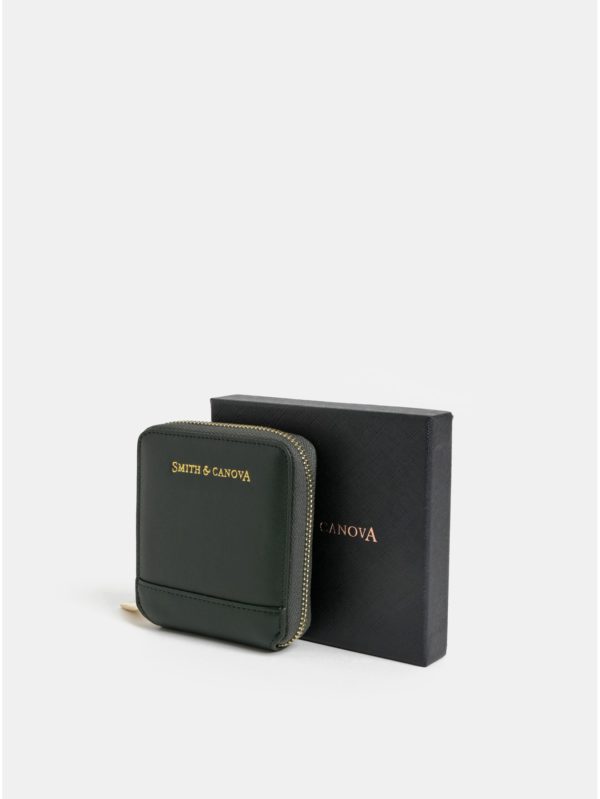 Tmavozelená kožená malá peňaženka Smith & Canova