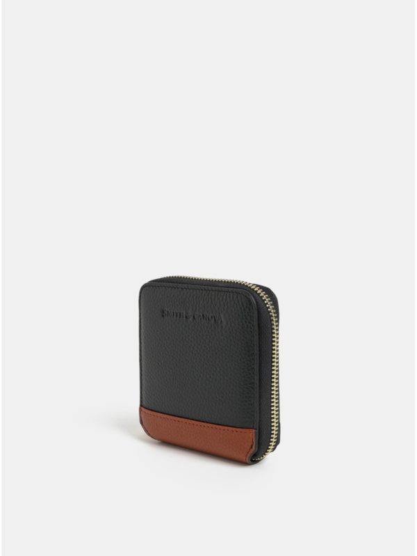 Hnedo–čierna kožená malá peňaženka Smith & Canova