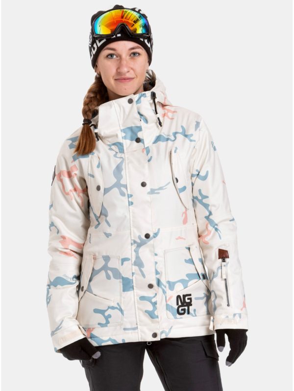 Modro–krémová dámska nepremokavá snowboardová bunda NUGGET Anja