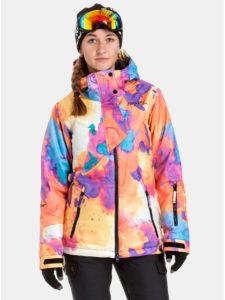 Ružovo–oranžová dámska nepremokavá snowboardová bunda NUGGET Anja