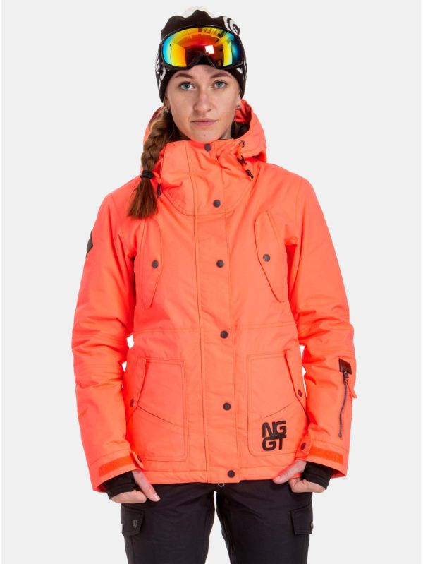 Neónovo–oranžová dámska nepremokavá snowboardová bunda NUGGET Anja