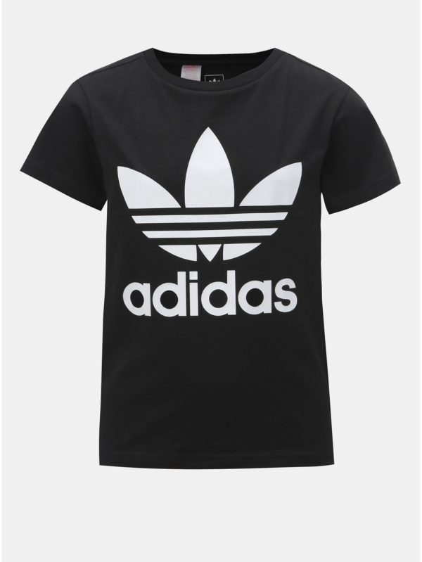 Čierne chlapčenské tričko s potlačou adidas Originals