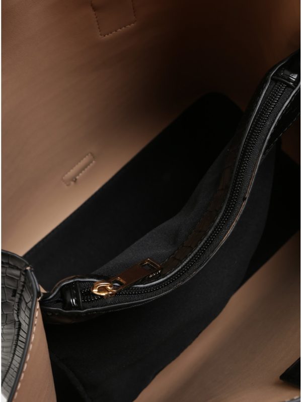 Čierna kabelka s krokodílím vzorom ALDO Frenarien