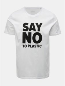 Biele pánske tričko s potlačou ZOOT Original Say no to plastic