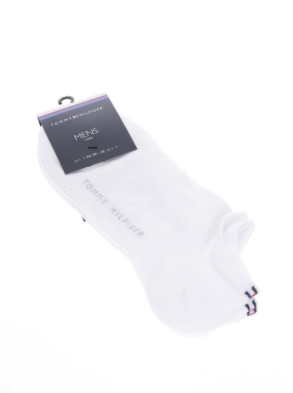 Súprava dvoch párov pánskych členkových ponožiek v bielej farbe Tommy Hilfiger
