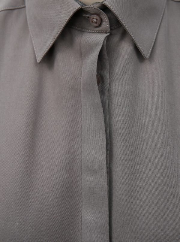 Sivá dámska voľná košeľa s predĺženou zadnou časťou VAVI