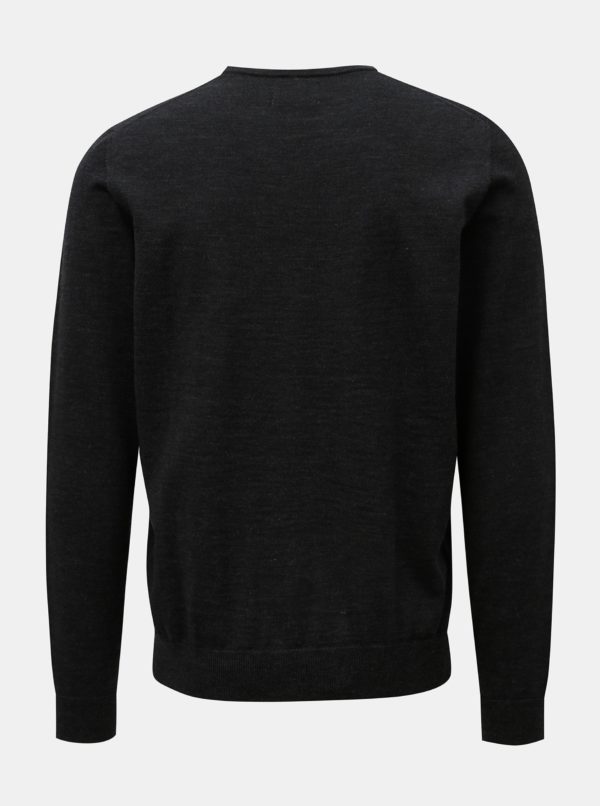 Čierny melírovaný tenký sveter z Merino vlny Farah Mullen