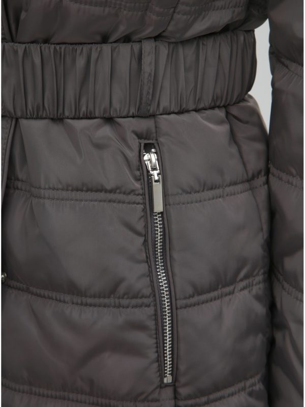 Sivá zimná bunda s odnímateľným golierom z umelej kožušiny Dorothy Perkins