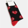 Červeno–čierne unisex ponožky s motívom upírích zubov Fusakle Hryziem