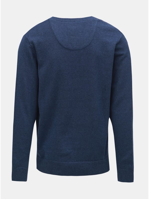 Modrý sveter s véčkovým výstrihom Raging Bull