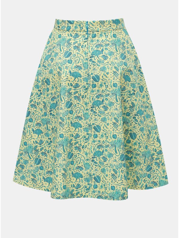Modro–zelená sukňa s motívom listov annanemone